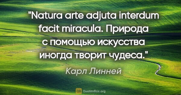 Карл Линней цитата: "Natura arte adjuta interdum facit miracula.

Природа с помощью..."
