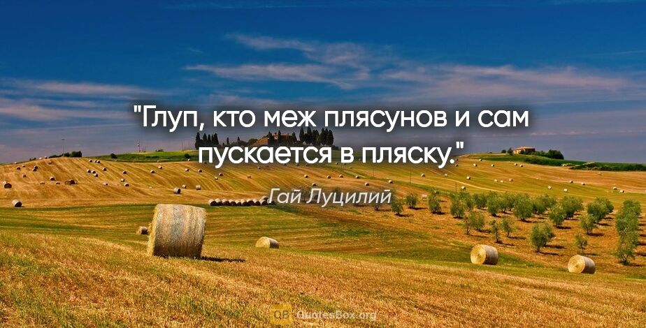 Гай Луцилий цитата: "Глуп, кто меж плясунов и сам пускается в пляску."