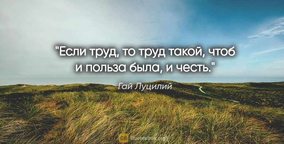 Гай Луцилий цитата: "Если труд, то труд такой, чтоб и польза была, и честь."