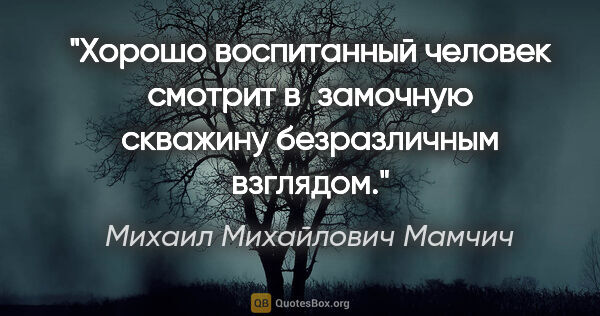 Михаил Михайлович Мамчич цитата: "Хорошо воспитанный человек смотрит в замочную скважину..."