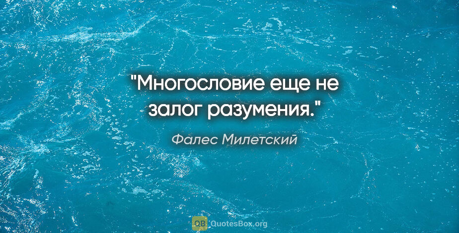 Фалес Милетский цитата: "Многословие еще не залог разумения."