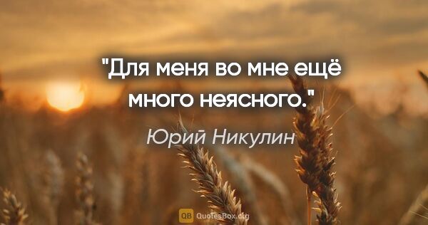 Юрий Никулин цитата: "Для меня во мне ещё много неясного."