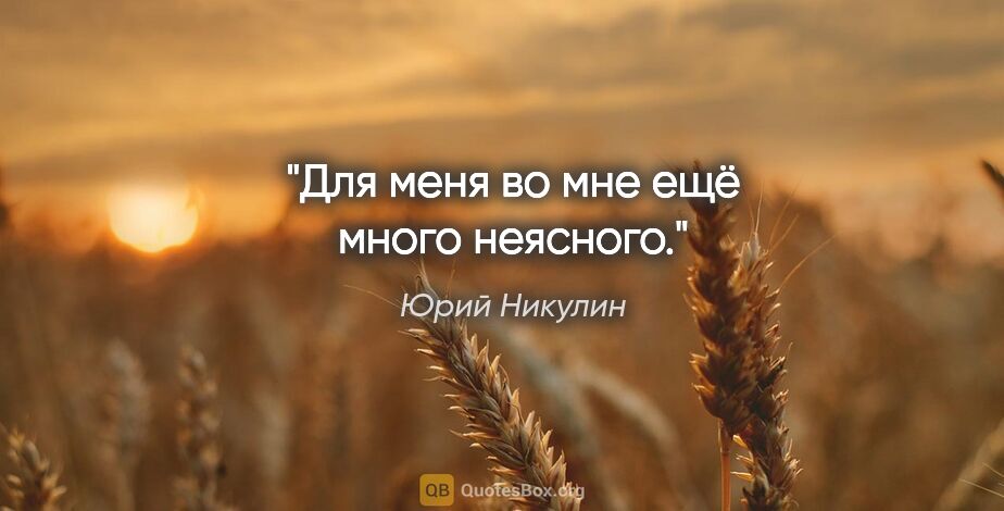 Юрий Никулин цитата: "Для меня во мне ещё много неясного."