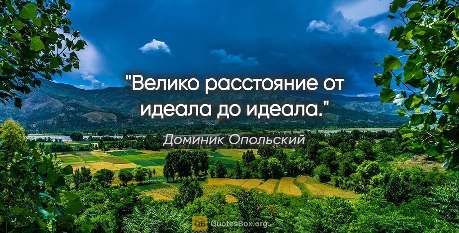 Доминик Опольский цитата: "Велико расстояние от идеала до идеала."