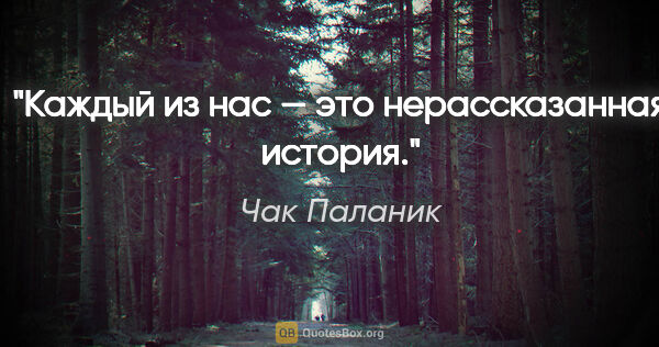 Чак Паланик цитата: "Каждый из нас — это нерассказанная история."