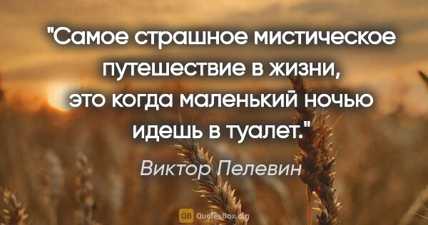 Виктор Пелевин цитата: "Самое страшное мистическое путешествие в жизни, это когда..."