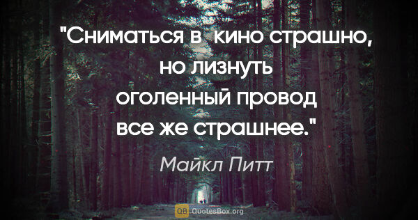 Майкл Питт цитата: "Сниматься в кино страшно, но лизнуть оголенный провод все же..."