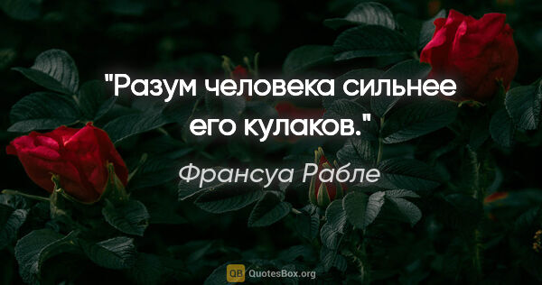 Франсуа Рабле цитата: "Разум человека сильнее его кулаков."