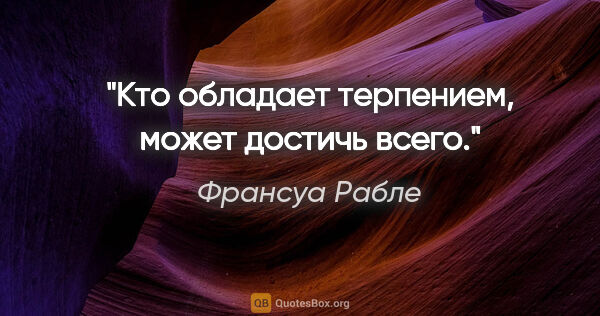 Франсуа Рабле цитата: "Кто обладает терпением, может достичь всего."