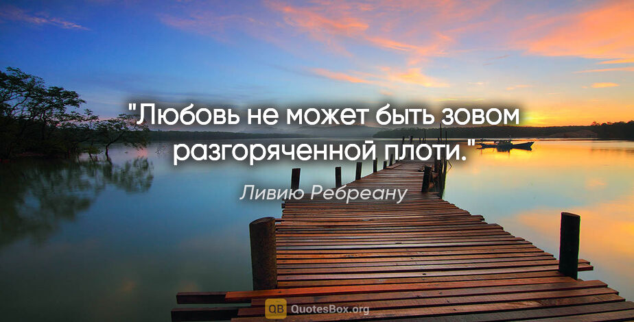 Ливию Ребреану цитата: "Любовь не может быть зовом разгоряченной плоти."