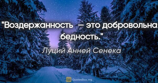 Луций Анней Сенека цитата: "Воздержанность — это добровольная бедность."