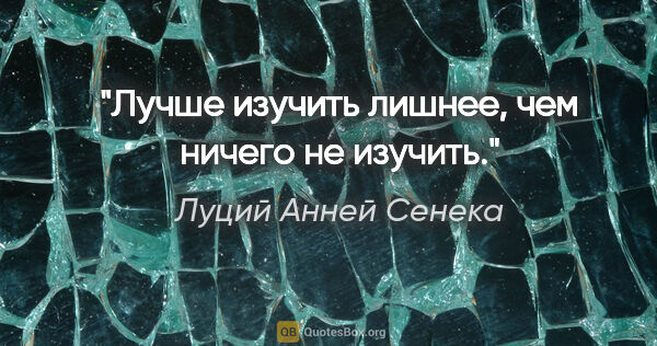 Луций Анней Сенека цитата: "Лучше изучить лишнее, чем ничего не изучить."