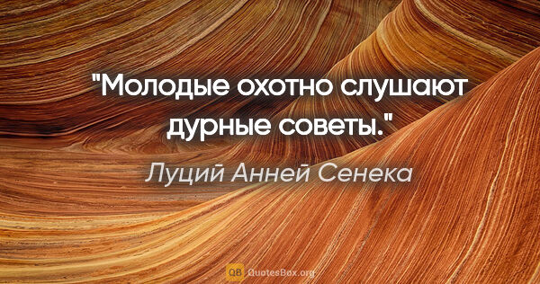 Луций Анней Сенека цитата: "Молодые охотно слушают дурные советы."