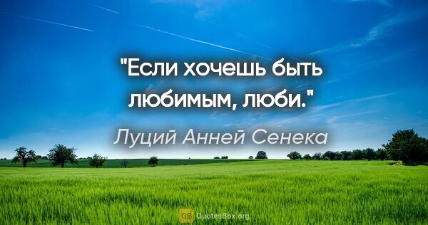 Луций Анней Сенека цитата: "Если хочешь быть любимым, люби."