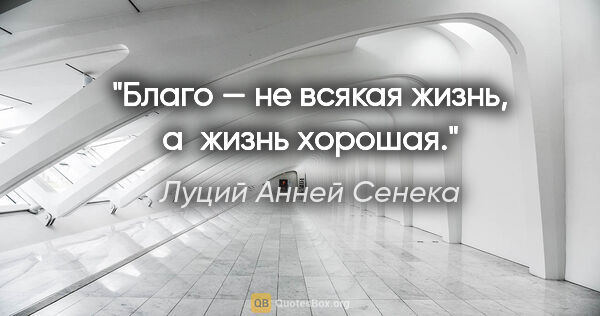 Луций Анней Сенека цитата: "Благо — не всякая жизнь, а жизнь хорошая."