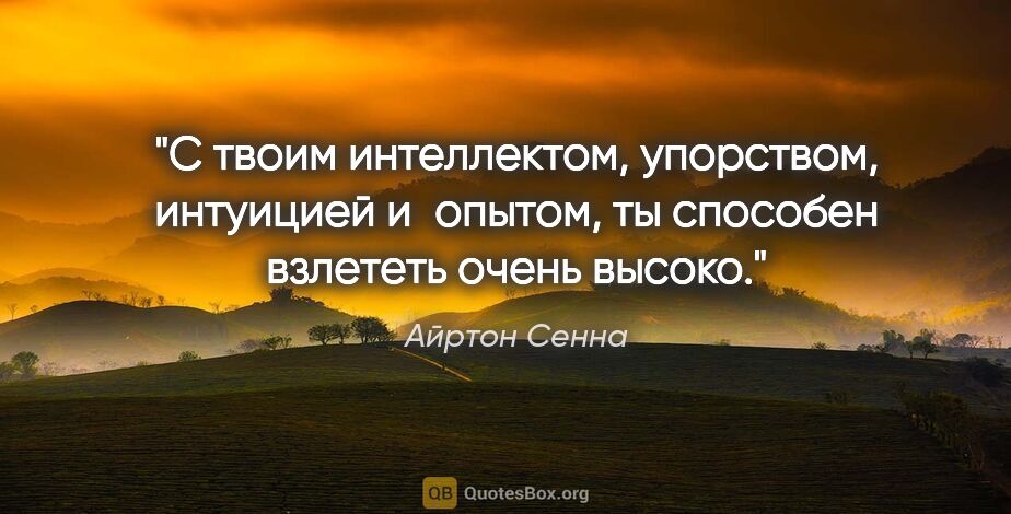 Айртон Сенна цитата: "С твоим интеллектом, упорством, интуицией и опытом, ты..."