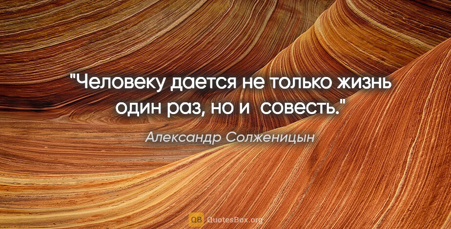 Александр Солженицын цитата: "Человеку дается не только жизнь один раз, но и совесть."
