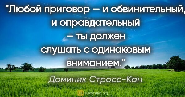 Доминик Стросс-Кан цитата: "Любой приговор — и обвинительный, и оправдательный — ты должен..."