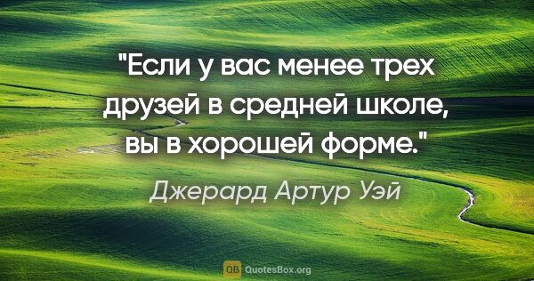 Джерард Артур Уэй цитата: "Если у вас менее трех друзей в средней школе, вы в хорошей форме."