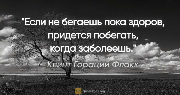 Квинт Гораций Флакк цитата: "Если не бегаешь пока здоров, придется побегать, когда заболеешь."