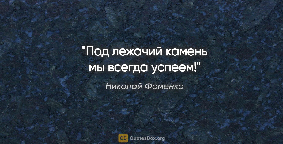 Николай Фоменко цитата: "Под лежачий камень мы всегда успеем!"