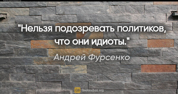 Андрей Фурсенко цитата: "Нельзя подозревать политиков, что они идиоты."