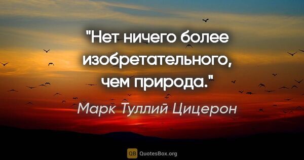 Марк Туллий Цицерон цитата: "Нет ничего более изобретательного, чем природа."