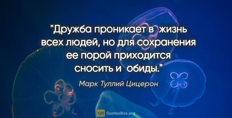 Марк Туллий Цицерон цитата: "Дружба проникает в жизнь всех людей, но для сохранения ее..."