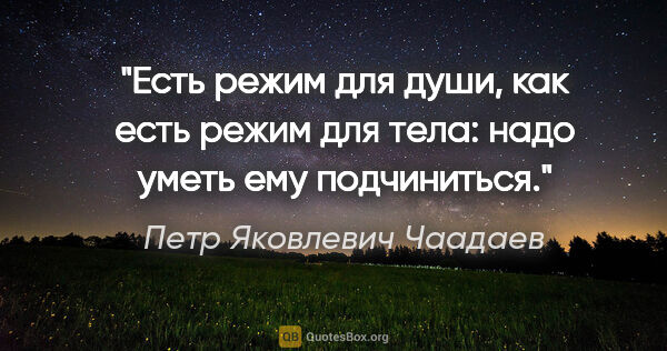 Петр Яковлевич Чаадаев цитата: "Есть режим для души, как есть режим для тела: надо уметь ему..."