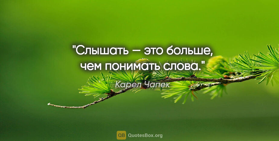 Карел Чапек цитата: "Слышать — это больше, чем понимать слова."