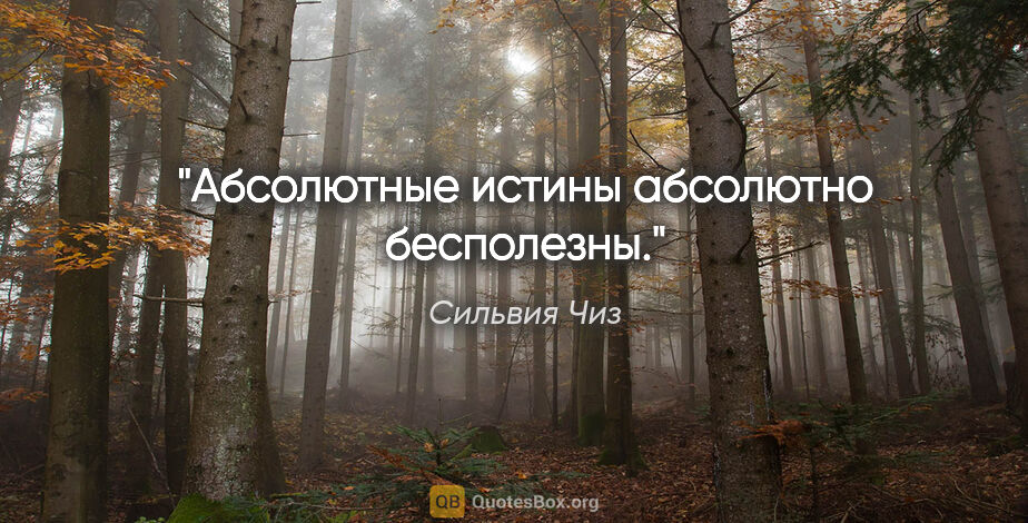 Сильвия Чиз цитата: "Абсолютные истины абсолютно бесполезны."