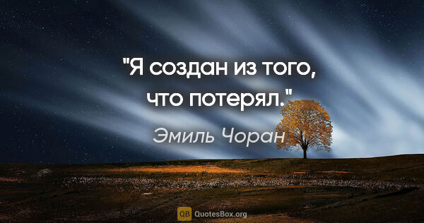 Эмиль Чоран цитата: "Я создан из того, что потерял."