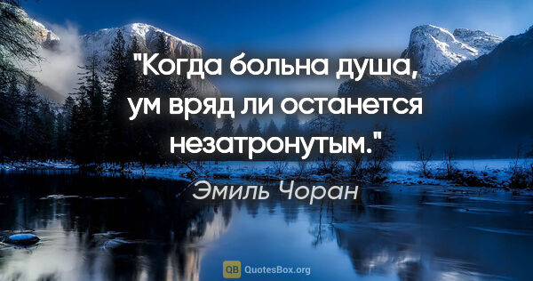 Эмиль Чоран цитата: "Когда больна душа, ум вряд ли останется незатронутым."