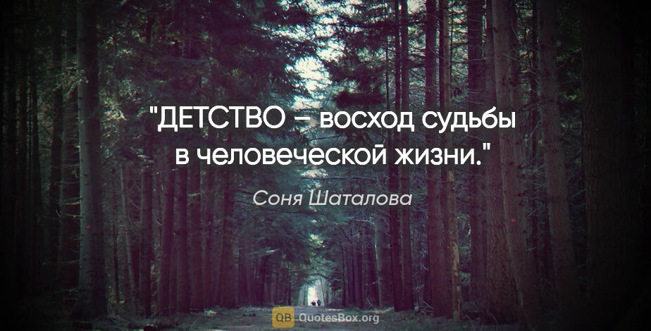Соня Шаталова цитата: "ДЕТСТВО – восход судьбы в человеческой жизни."