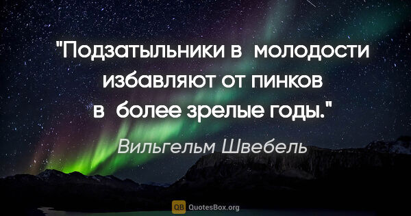 Вильгельм Швебель цитата: "Подзатыльники в молодости избавляют от пинков в более зрелые..."