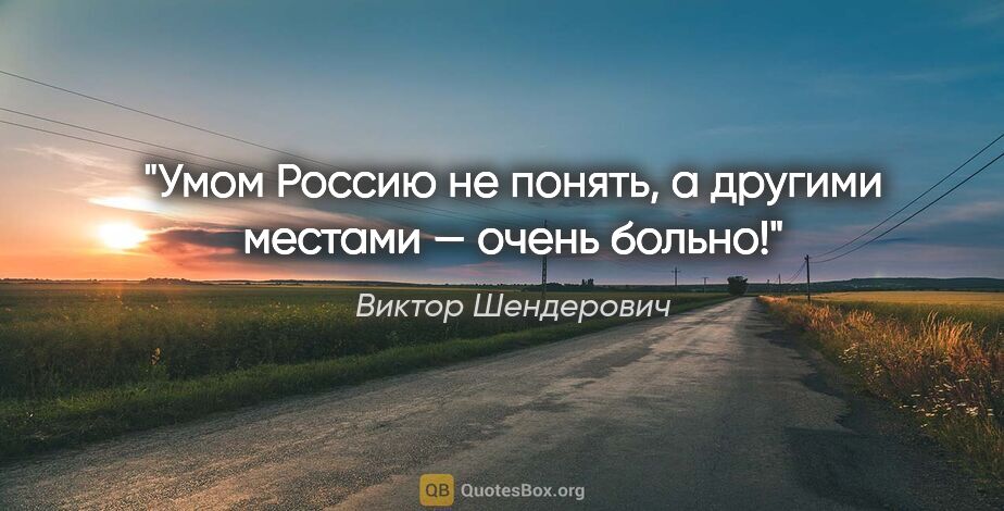 Виктор Шендерович цитата: "Умом Россию не понять, а другими местами — очень больно!"