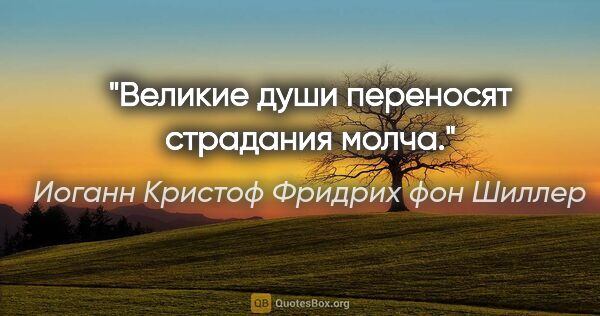 Иоганн Кристоф Фридрих фон Шиллер цитата: "Великие души переносят страдания молча."