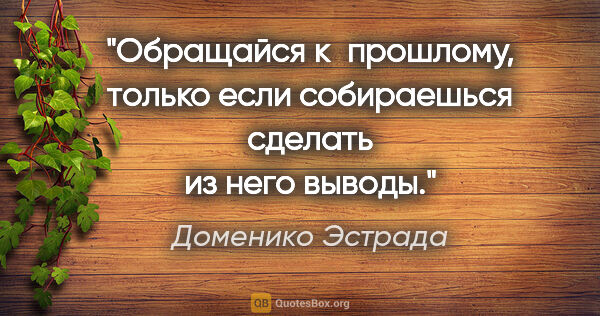 Доменико Эстрада цитата: "Обращайся к прошлому, только если собираешься сделать из него..."