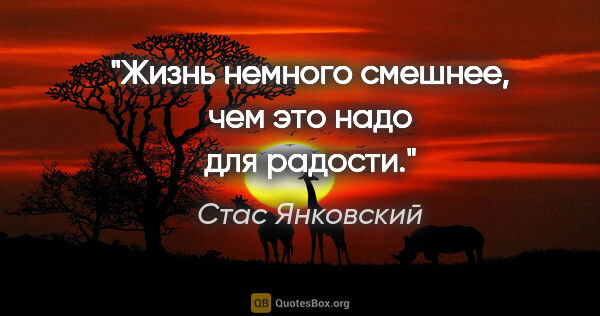 Стас Янковский цитата: "Жизнь немного смешнее, чем это надо для радости."