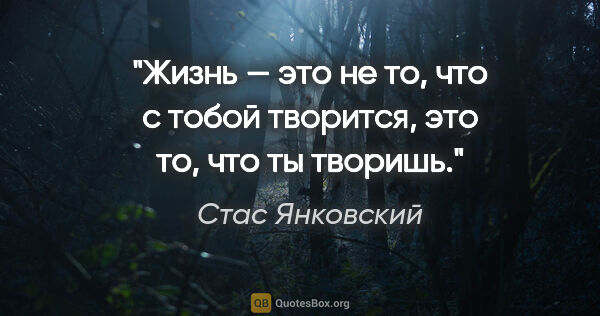 Стас Янковский цитата: "Жизнь — это не то, что с тобой творится, это то, что ты творишь."