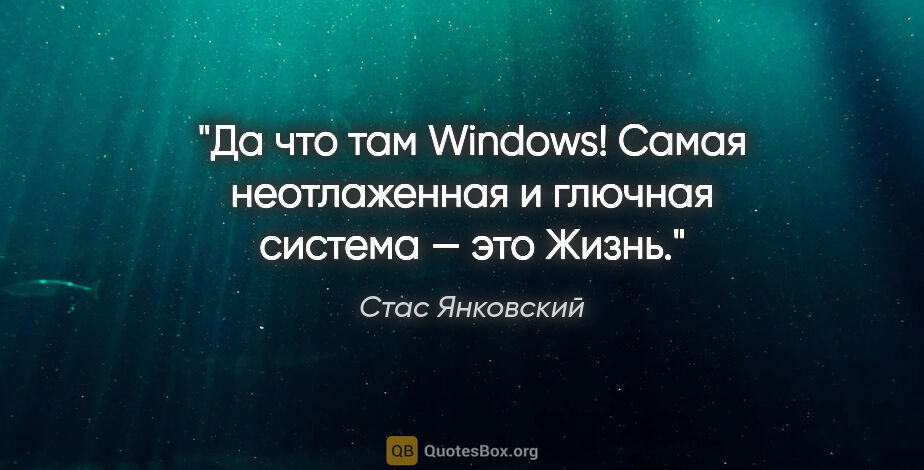 Стас Янковский цитата: "Да что там Windows! Самая неотлаженная и глючная система — это..."
