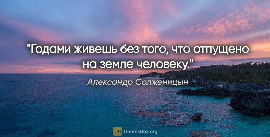 Александр Солженицын цитата: "Годами живешь без того, что отпущено на земле человеку."