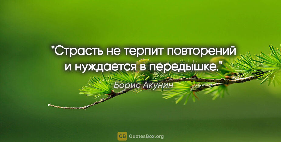 Борис Акунин цитата: "Страсть не терпит повторений и нуждается в передышке."