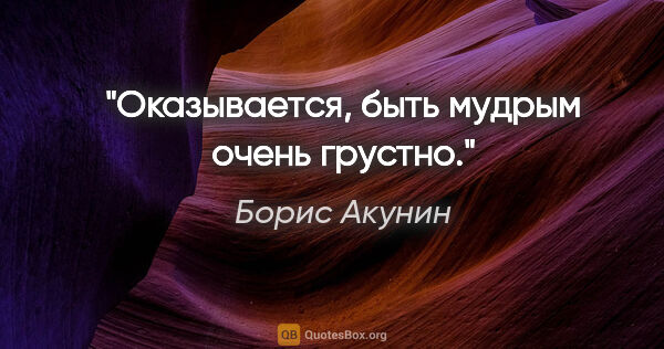 Борис Акунин цитата: "Оказывается, быть мудрым очень грустно."