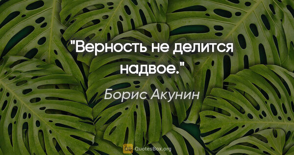 Борис Акунин цитата: "Верность не делится надвое."