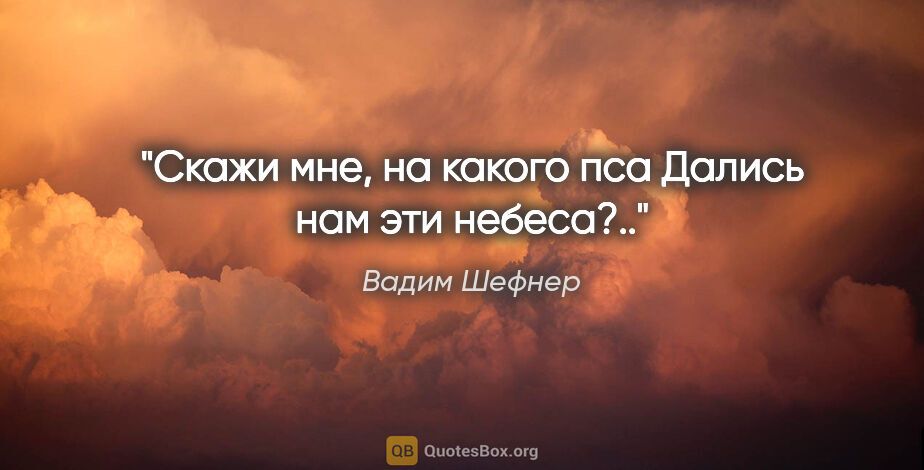 Вадим Шефнер цитата: "Скажи мне, на какого пса

Дались нам эти небеса?.."