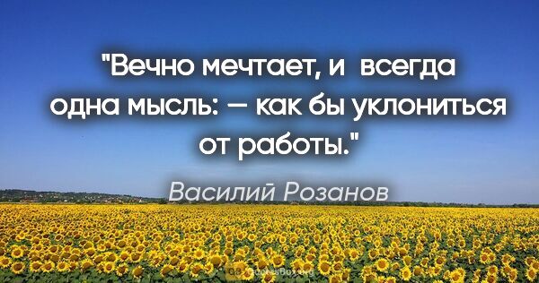 Василий Розанов цитата: "Вечно мечтает, и всегда одна мысль: — как бы уклониться от..."