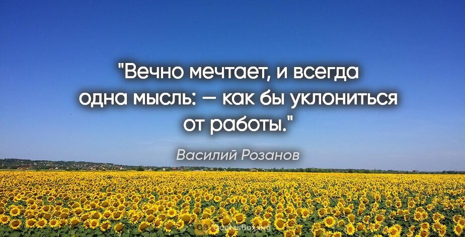 Василий Розанов цитата: "Вечно мечтает, и всегда одна мысль: — как бы уклониться от..."