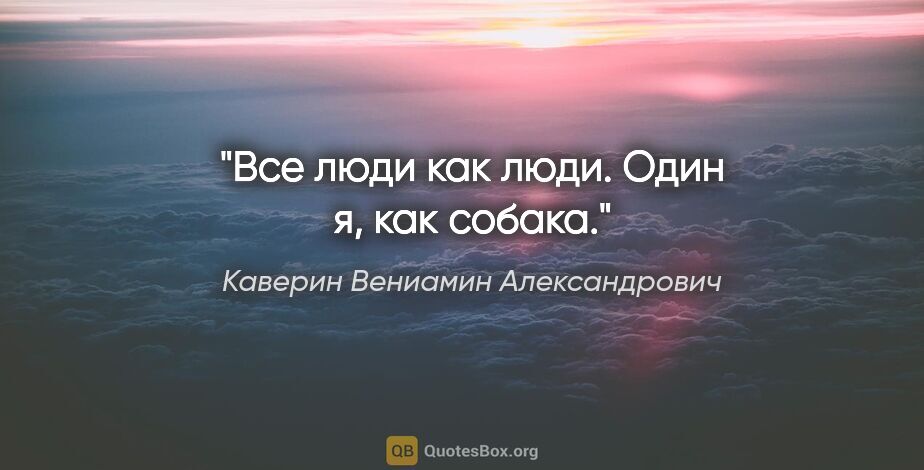 Каверин Вениамин Александрович цитата: "Все люди как люди. Один я, как собака."