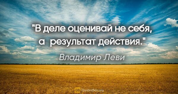 Владимир Леви цитата: "В деле оценивай не себя, а результат действия."